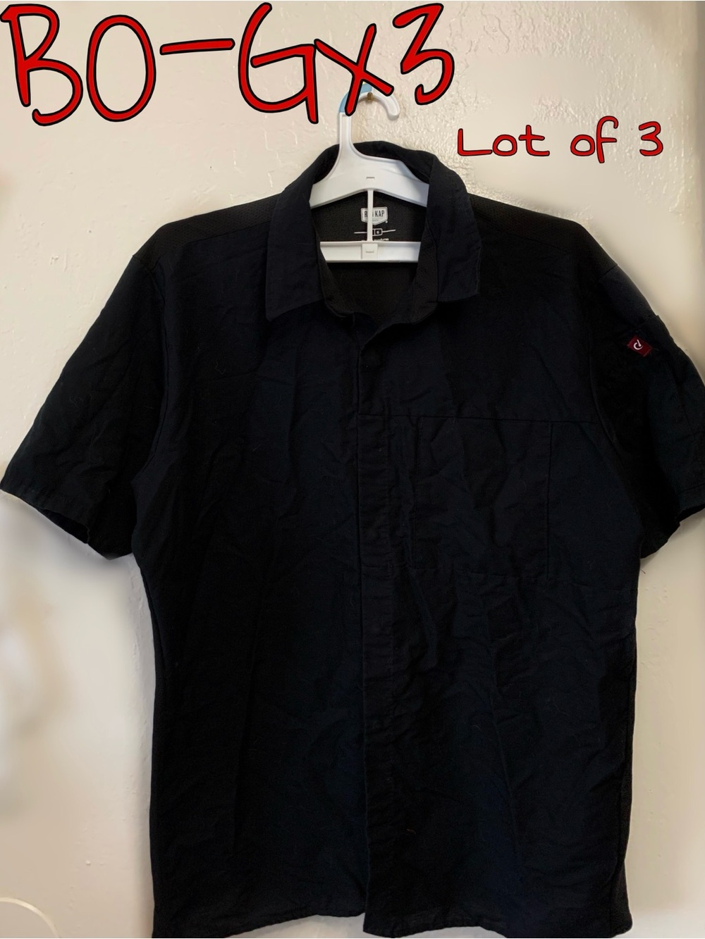 Black Red Kap Workwear Shirts (LOT OF 3) Heavy Duty Polo Shirt Uniform Durable